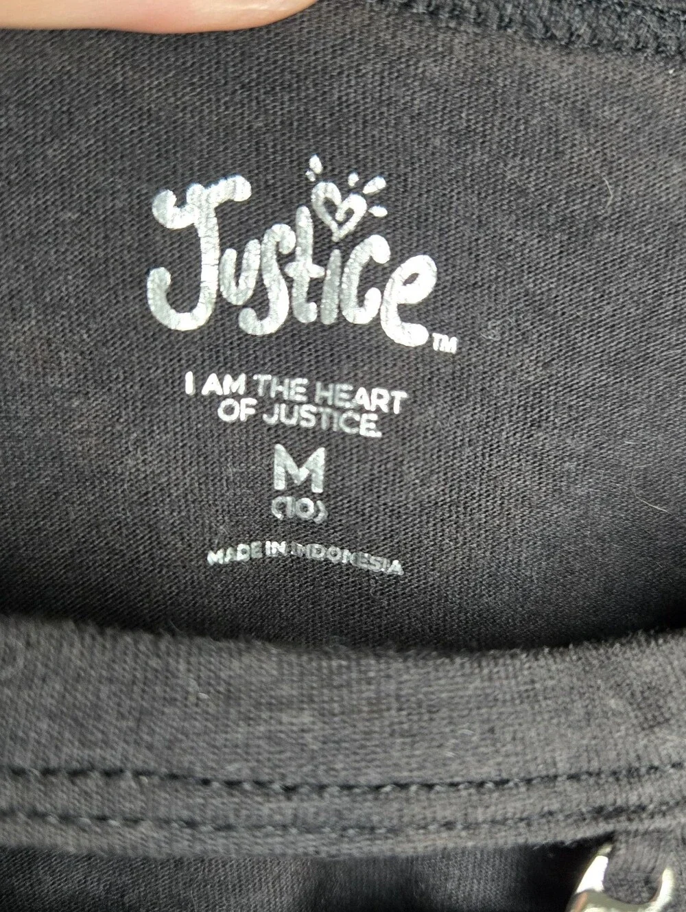 Justice Black Short Sleeve T-Shirt with Charms and Sequence Girls Medium (10)